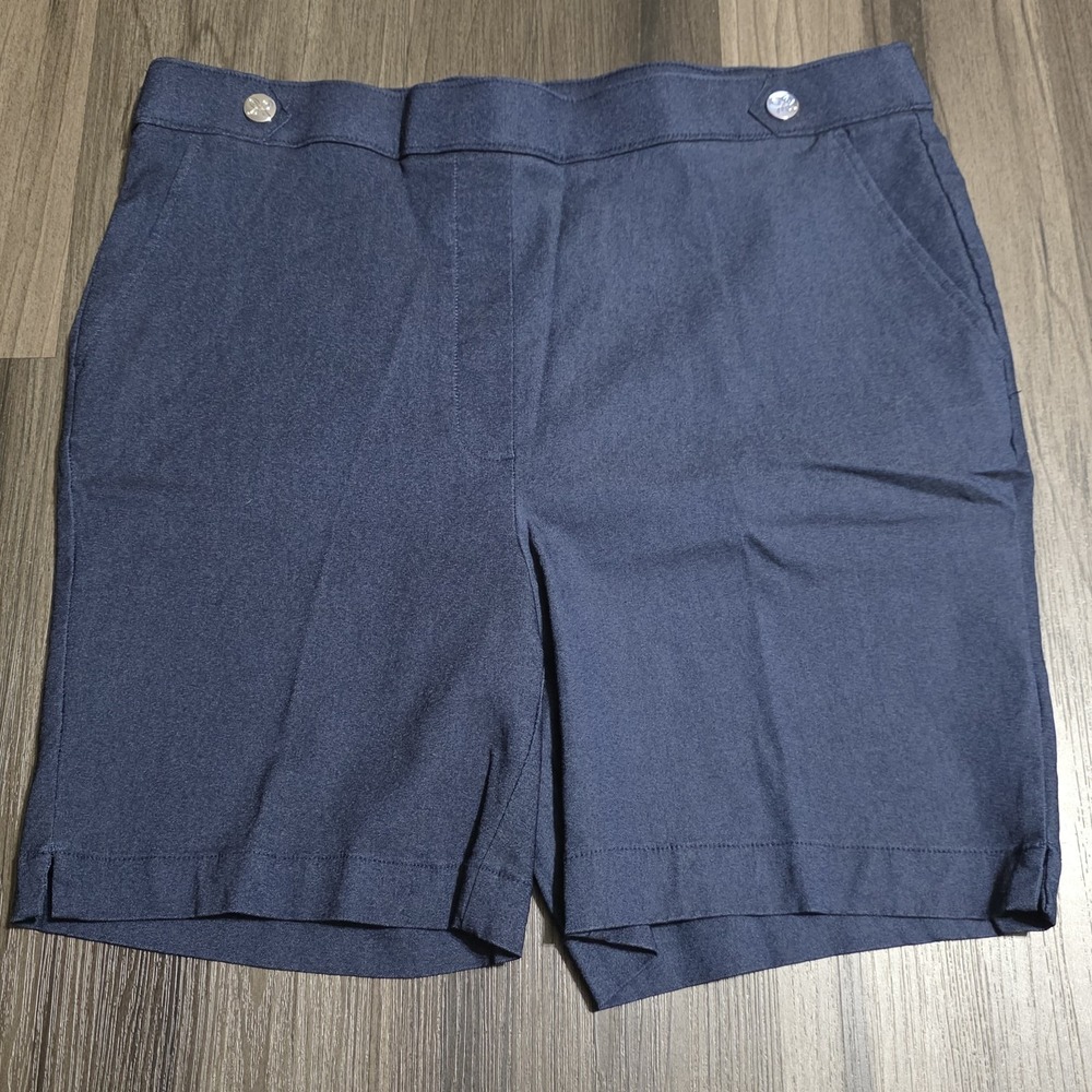 Rafaella Women's Dress Shorts Size 14 Navy Blue Viscose Stretch Trouser Career - Picture 2 of 10